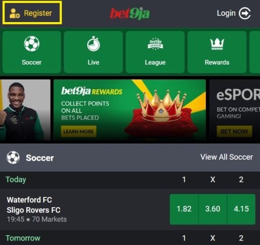 Bet9ja Mobile Register