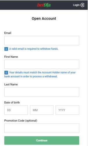 Bet9ja Registration Form