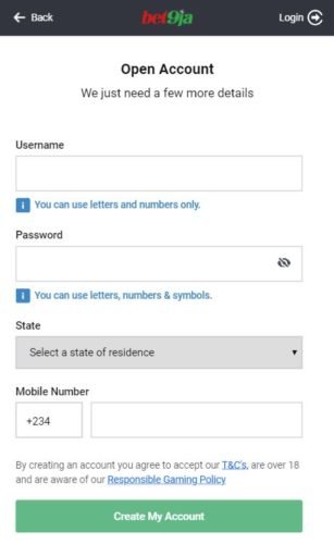 Bet9ja Registration 2